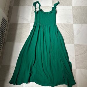 Reformation Green Serpentine Siesta Smocked Ruffle Midi Dress Large